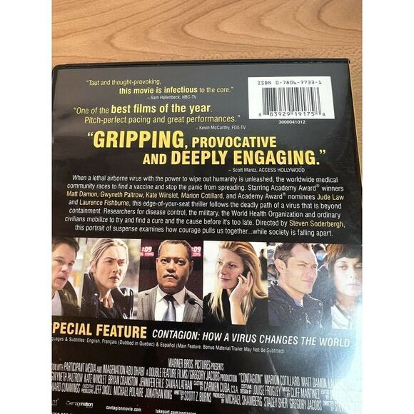Contagion (DVD) PG 13 • Warner Bros • Ultraviolet Digital Copy Included - Picture 3 of 6